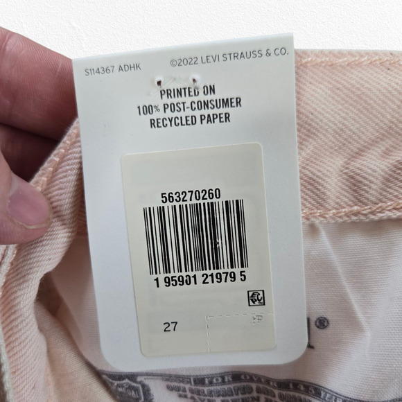 Levi's 501 Peach Pink High Waisted Special Edition Cut Off Denim Shorts Size 27 - Picture 5 of 10